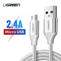 UGREEN US290 USB Micro 1m silver οικονομικό καλώδιο ποιότητας γρήγορης φόρτισης μεταφοράς δεδομένων